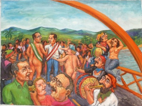 Inauguración del Puente Atunpampa.Oleo sobre lienzo Juan Echenique 